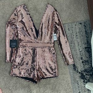 NWT Rose Gold colored sequin romper